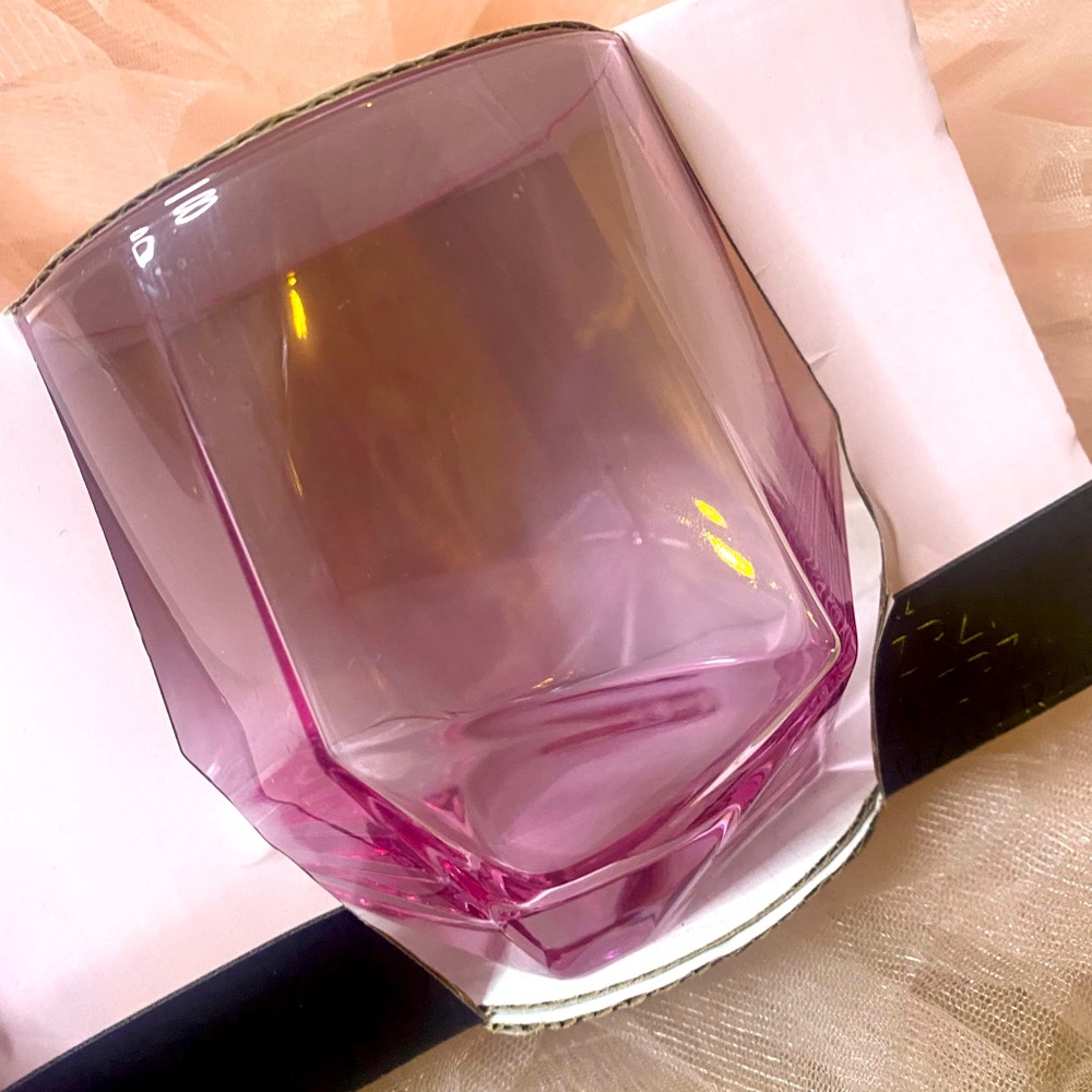 LAST PAIR ❣️NWT Rachel Zoe set of 2 pink stemless geometric wine glasses - Picture 5 of 7